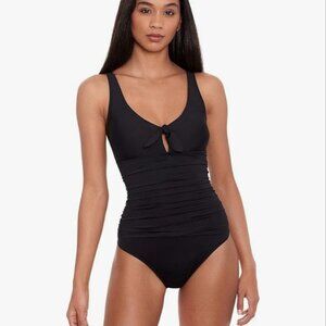 $130 Lauren Ralph Lauren Beach Club Solid Tie Front Underwire One-Piece Size 6